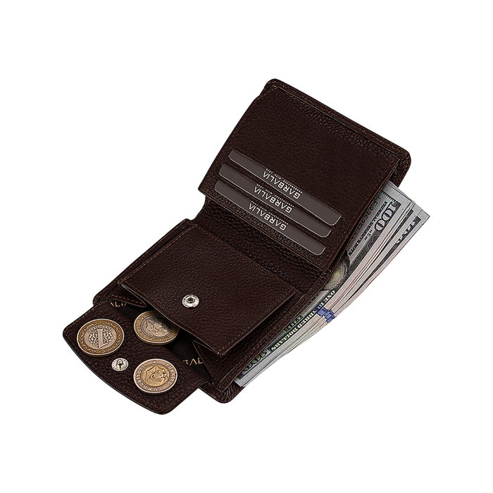 Zoozie Bags Cartera Dallas para Hombre, Piel Auténtica, Color Marrón, 10.5 x 9.5 x 2 cm